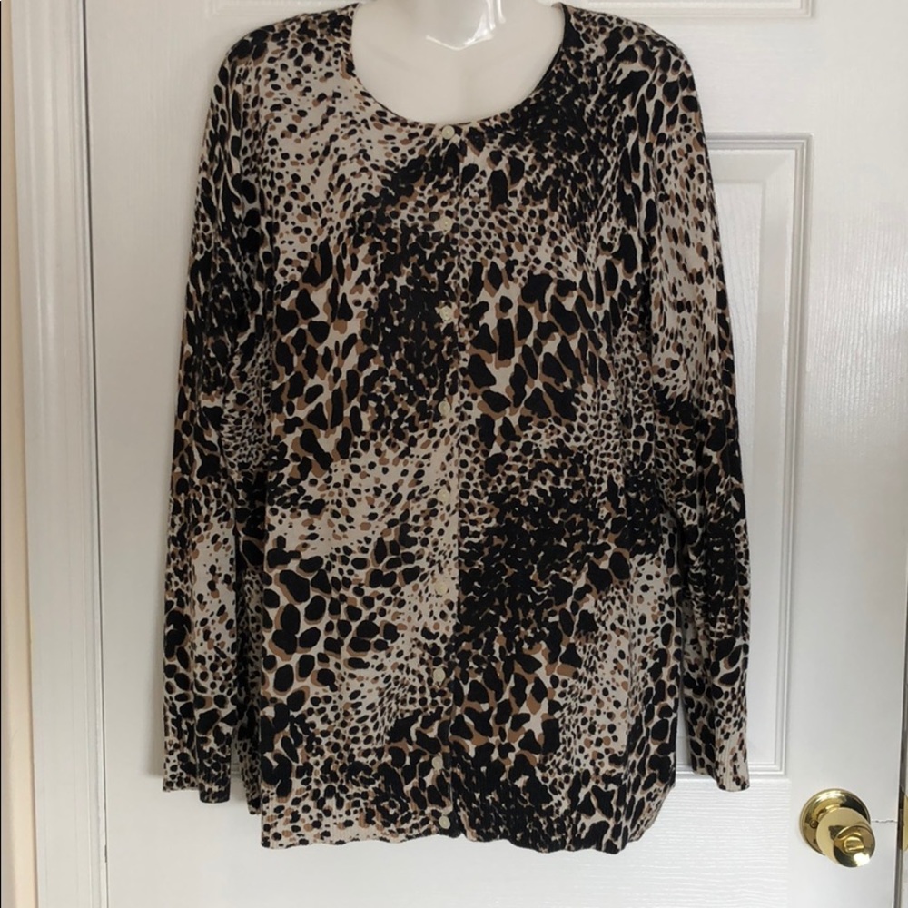 Leopard Print Button Down Cardigan Sweater